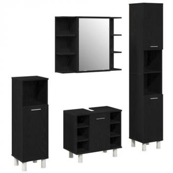 Set de muebles de baño 4 pcs color Negro 30 x 30 x 179.5 cm