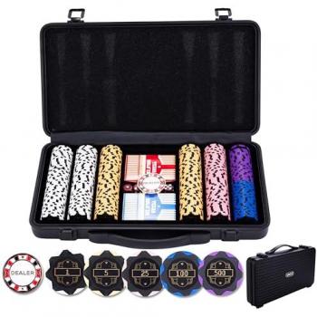 Juego de Póker Premium - Caja de Metal con 300 Fichas Numeradas