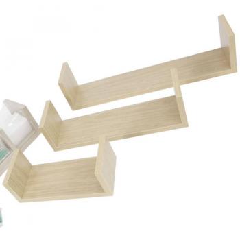 Mensole da Parete Moderne Set di 3 in Legno Naturale