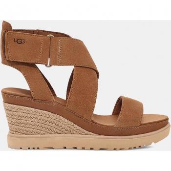UGG - Alpargatas de cuña Ileana Ankle de mujer con plataforma y tiras anchas cruzadas