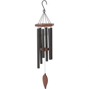 Wooden Frame Outdoor Wind Chime with 5 Aluminum Tubes