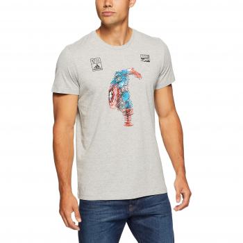 Adidas Marvel Capitán América (Camiseta de Manga Corta, Otoño/Invierno, Hombre, Color Gris, Tamaño Large)