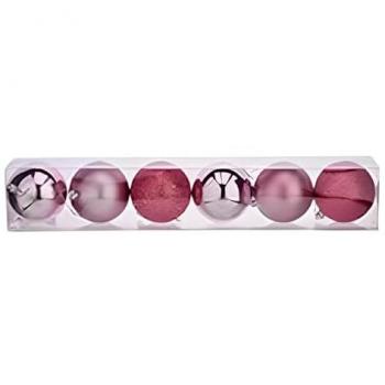 Set di Decorazioni Natalizie Rosa Ø 8 cm (24 Unità) in Plastica