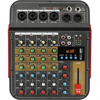 TM4 Digital 4-Channel Mixing Console with Phantom Power for Studio Recording (EU Plug)