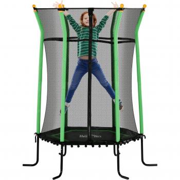 HOMCOM Trampolino Elastico Bambini Ingresso Zip Pali Imbottiti Verde