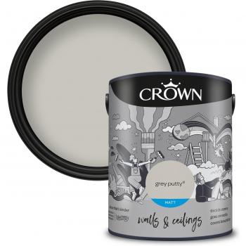 Crown Matt Emulsion Paint - Grey Putty - 5L
