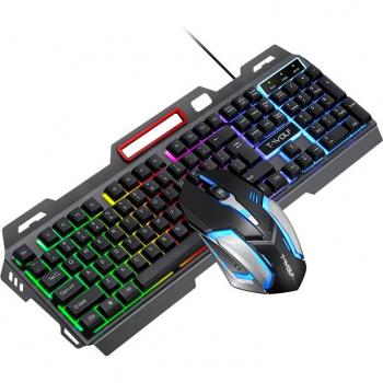 104-Key Wired Gaming Keyboard and Mouse Set with Rainbow Backlight