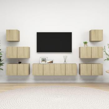 VidaXL Muebles de pared de TV 8 pzas aglomerado color roble Sonoma