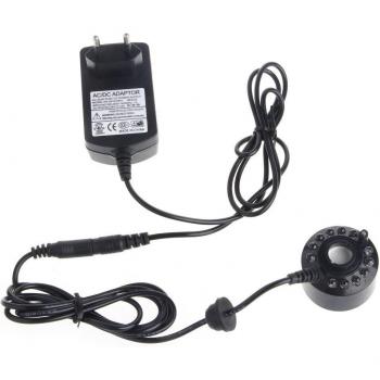 Wasserbrunnen‑Nebeldüse 12 LED Ultraschall, 3‑Farben, EU‑Adapter