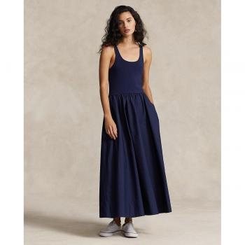 Vestido Maxi de Tirantes de Algodón Ralph Lauren para Mujer en Azul Marino, Talla XS