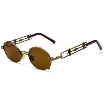 Peekaboo Retro Sonnenbrille Männer Runde Metallrahmen Gold Schwarz Oval