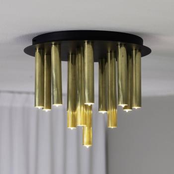 Lampa sufitowa „Gocce” – 13‑punktowy żelazo z wykończeniem mosiądz/czarny