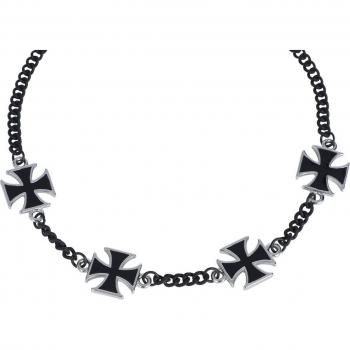 EMP Rock Rebel Women's Iron Cross Necklace - Black and Silver