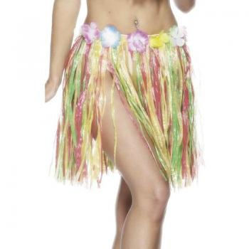 Gonna multicolore hawaiana con fiori 46cm