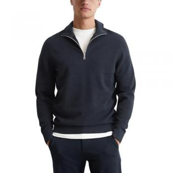 MARC O'POLO Regular Fit Troyer Pullover z kołnierzem i fakturą Ottoman