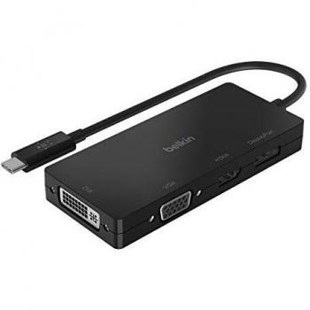 Adaptador multimedia Belkin AVC003BTBK USB-C a HDMI, VGA, DisplayPort y DVI 4Kx2K a 60 Hz