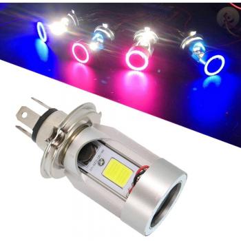 Pink Angel Eye H4 LED Motorcycle Headlight 12/24V