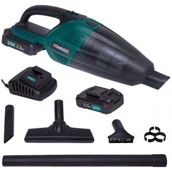 VONROC Handsauger 20V – Inkl. 2 x 2.0 Ah Akkus und Ladegerät