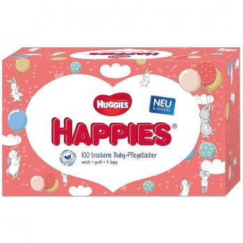 Huggies Happies Babypflegetücher (100 Stück) – Trockener Wischpad