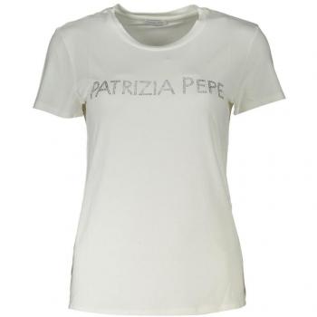 Patrizia Pepe White Rhinestone Logo T-Shirt - M