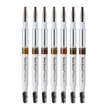 SANA New Born W Brow EX 3-In-1 Eyebrow Pencil (B2, Grayish Brown)