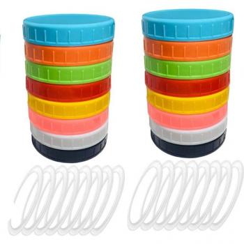 16PCS Leakproof Plastic Jar Lids for Regular Mouth Mason Jars