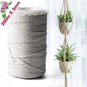 Baumwollschnur 3 mm – 200 m Naturkordel für DIY‑Projekte