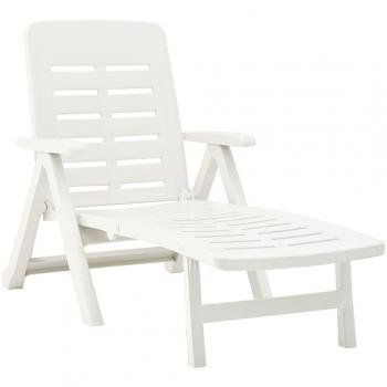 Folding Sun Lounger Plastic White