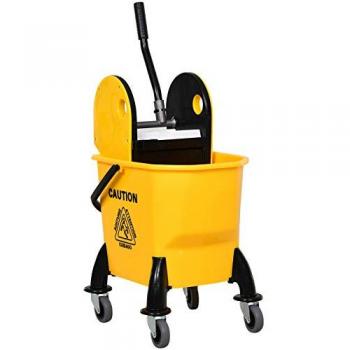 Reinigungswagen Fahreimer Putzeimer Wischwagen mit Auswringvorrichtung 26 Liter, Gelb, 44 x 36 x 90