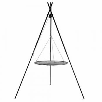 Barbecue Treppiede TIPI da 210 cm con Griglia in Acciaio Naturale da 70 cm