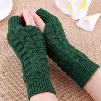 Paire de gants chauds unis crochet coton peigné