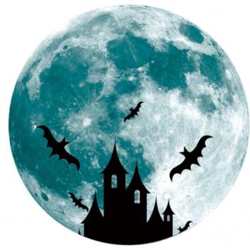 Glow-in-the-Dark Halloween Wall Stickers - Bat, Witch, Moon, Castle