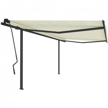 VIDAXL Tenda Da Sole Retrattile Manuale Con Pali 4,5x3,5 M Crema