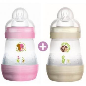 Lot de 2 biberons anti-coliques easy start 160ml débit 1 rose et blanc 0-6 mois