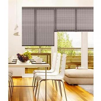 MADECOSTORE Store Enrouleur Roll'Up Bambou - Gris - L103 x H180cm - Fixation avec perçage - Store bois