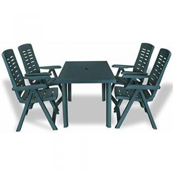 5-Piece Green Plastic Outdoor Dining Set