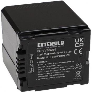 Batterie EXTENSILO pour Panasonic HDC-SD20, HDC-SD200, HDC-SD600, HDC-SD300 (2500mAh, 7,2V, Li-ion, noir)