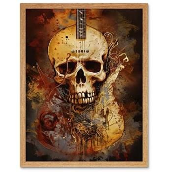 Dark Resonance: 12x16 Skull Guitar Art Print