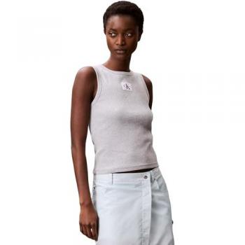 Calvin Klein Tanktop mit Label-Detail Hellgrau Melange S (W)