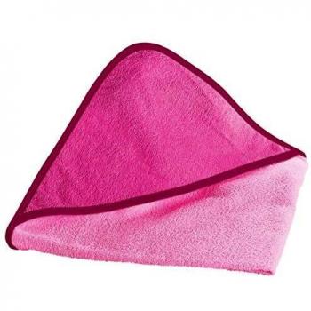 Wörner Baby‑Kapuzen-Badetuch 80 × 80 cm, kuscheliges Frottee‑Tuch aus reiner Baumwolle in Rosa