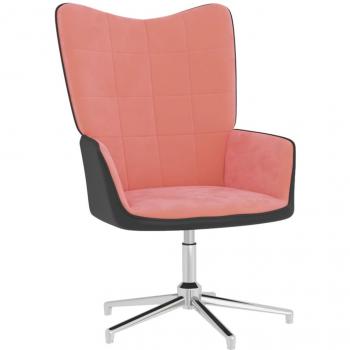 Rosa Samt Relaxsessel mit PVC-Akzenten