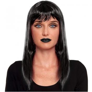 Peluca larga lisa negra