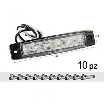 10 Pezzi Fanali Laterali LED 24V 12V Bianco Freddo per Luce Ingombro Cortesia Taglia Cupola Cappa Camion Rimorchio Caravan
