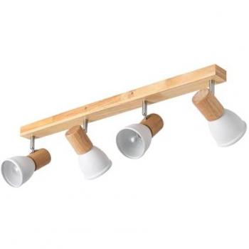 Lámpara de Techo Tautau 4 Focos de Madera y Metal