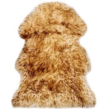 Tapis en Peau de Mouton 60x90cm Marron Mélangé