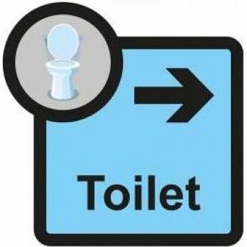 Industrial Restroom Arrow Right Sign, Self Adhesive Foamex (305mm x 310mm)