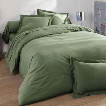 Housse de couette flanelle vert kaki