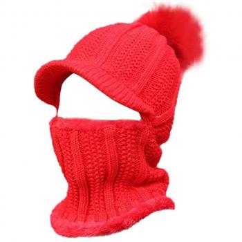 Knitted Women's Winter Hat and Scarf with Full Face Coverage