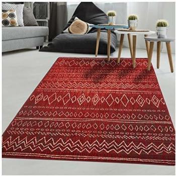 Tapis Salle a Manger BC Berber Rouge, Marron, écru - 200 x 290 cm - Tapis berbère Inspi 4399
