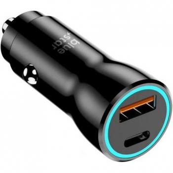 Cargador para automóvil USB-C 25W + USB 18W Negro